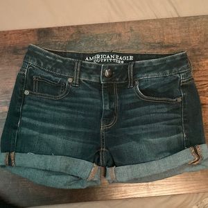 High wasted, super stretch, American Eagle Outfitters blue jean shorts